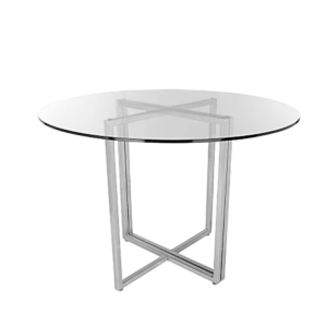 COMEDOR REDONDO VIDRIO METAL CRUZADO PLAT
