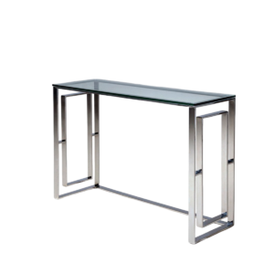 MESA  CONSOLA METAL VIDRIO SILVER