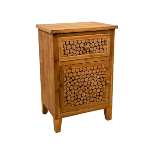 MESA DE NOCHE MADERA RUSTICA ALTA