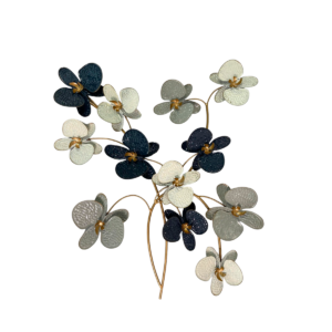 CUADRO DE METAL FLOR AZUL GRIS