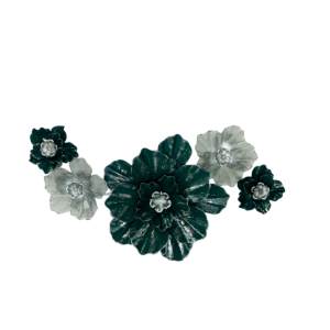 CUADRO DE METAL FLORES GRIS BLC